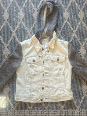 Free People We The Free Jacket Womens Small Canvas Knit Sleeve Hoodie Util Boho